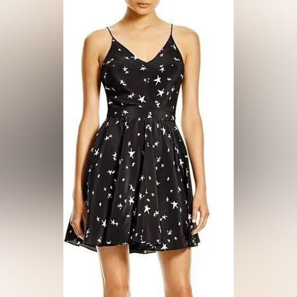 Celestial Chic:Amanda Uprichard 100% Silk Star Print Fit & Flare Dress (Revolve)